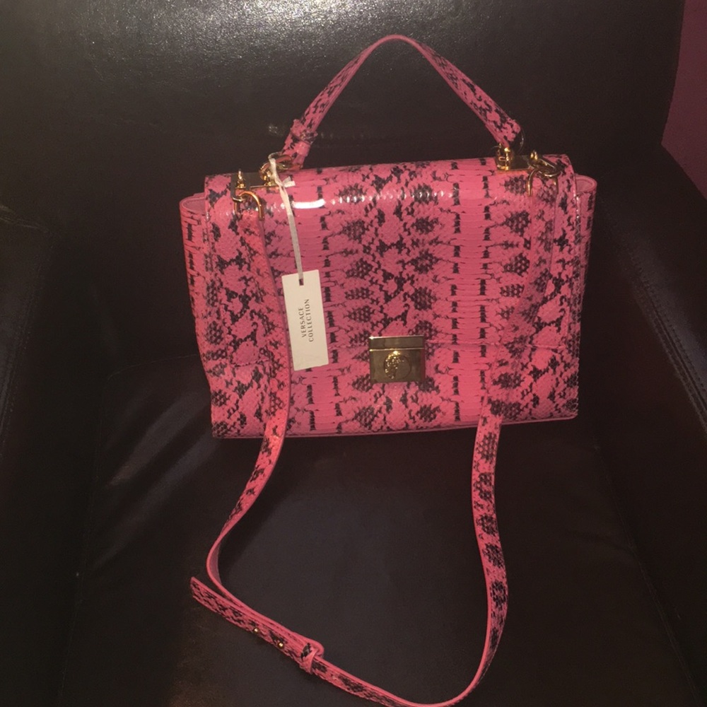 NWT PINK SNAKE 🐍 LEATHER VERSACE CROSSBODY